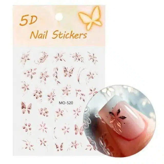 Rose Gold Floral 3D Nail Stickers (MO-520)