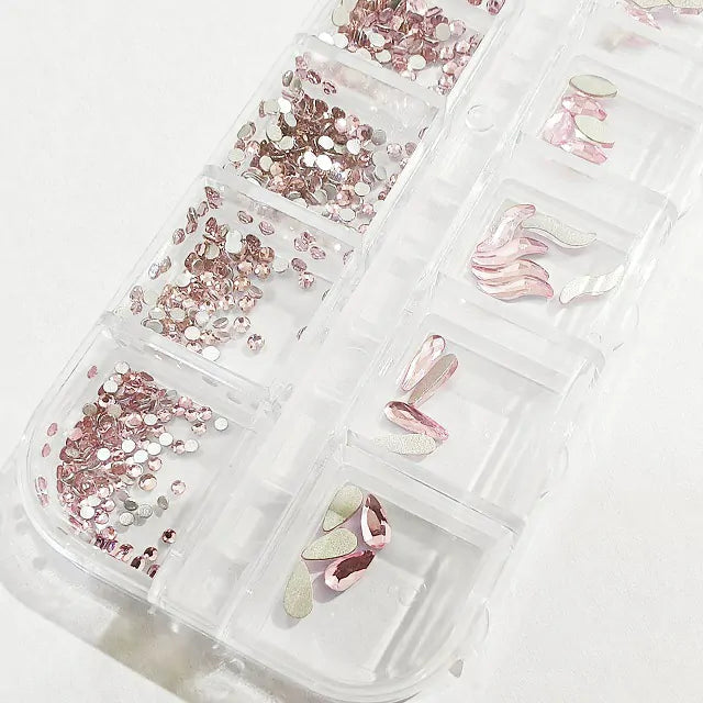 Rose Pink Big Stones and Rhinestones Grid