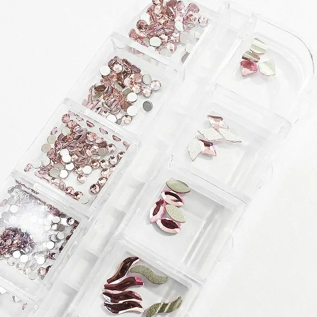 Rose Pink Big Stones and Rhinestones Grid