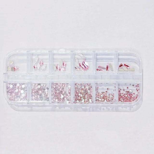Rose Pink Big Stones and Rhinestones Grid