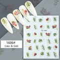 Roses And Leaves Metallic Gold Design Nail Stickers Sheet (JO-1606)
