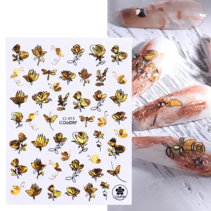 Gold Holographic Sticker Sheets (Rose CJ-015)