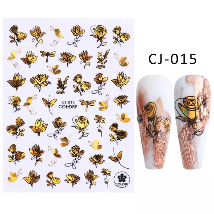 Gold Holographic Sticker Sheets (Rose CJ-015)