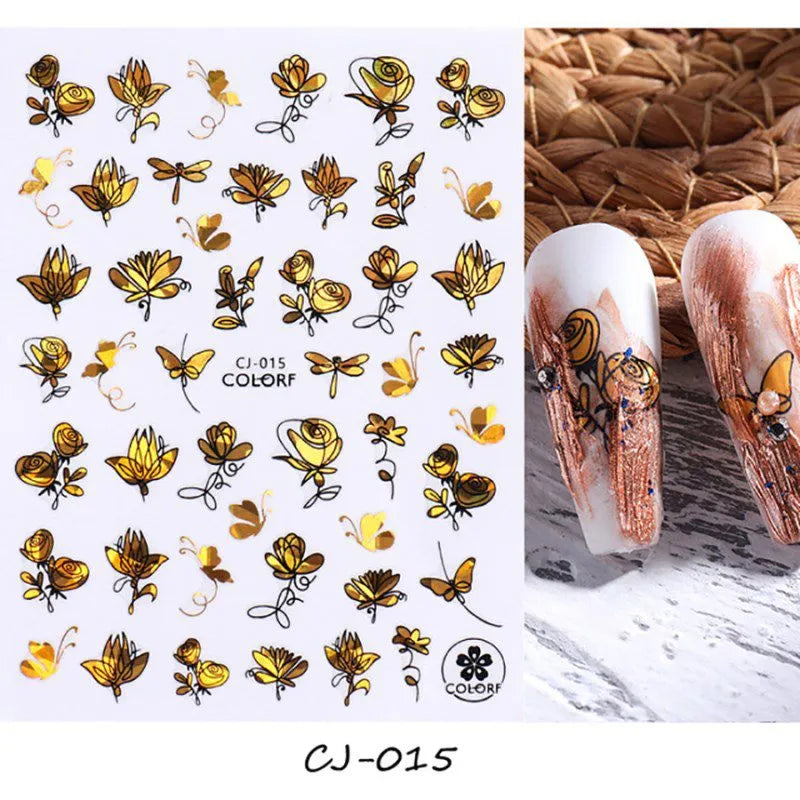 Gold Holographic Sticker Sheets (Rose CJ-015)