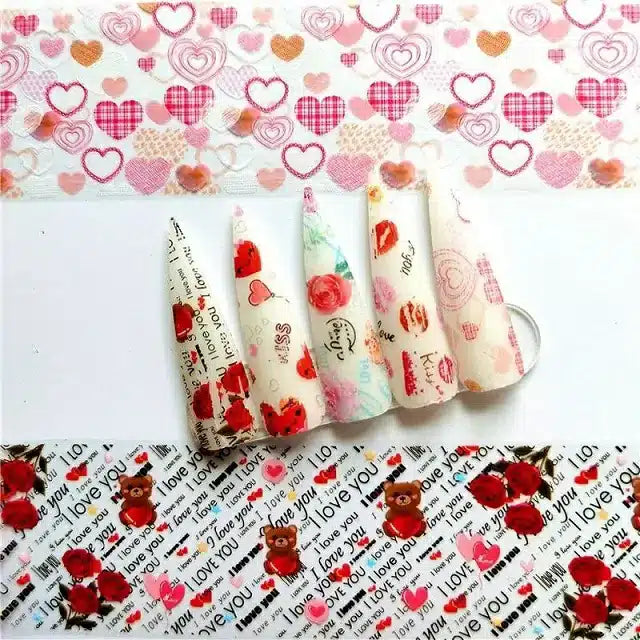 Roses Texts And Hearts Nail Transfer Foil Box