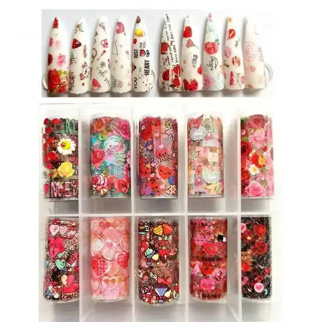 Roses Texts And Hearts Nail Transfer Foil Box