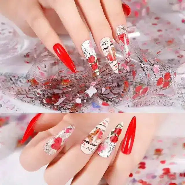 Roses Texts And Hearts Nail Transfer Foil Box