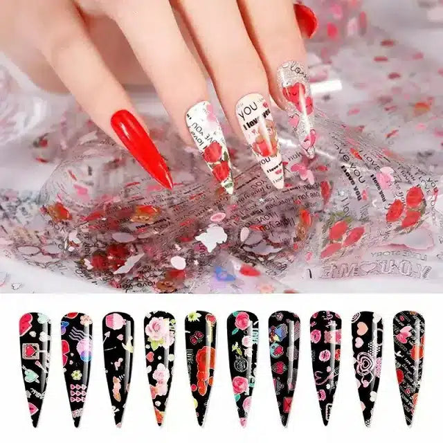 Roses Texts And Hearts Nail Transfer Foil Box