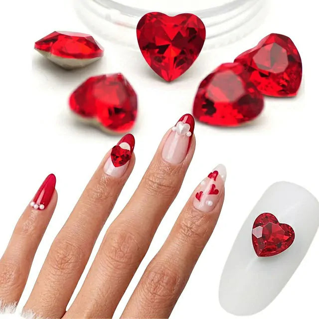 Ruby Heart Nail Charms (Pack Of 2 Pcs)