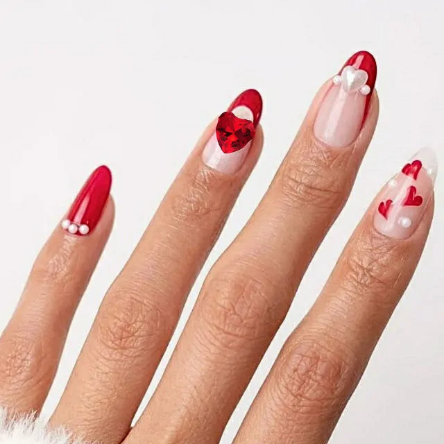 Ruby Heart Nail Charms (Pack Of 2 Pcs)