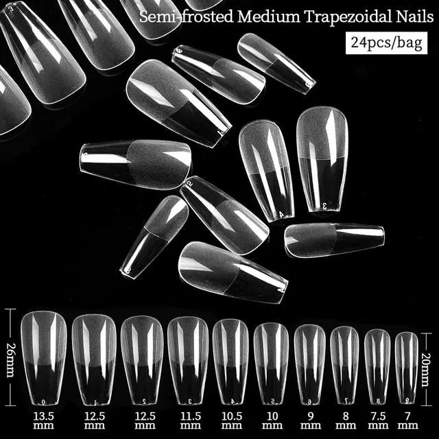Born Pretty Semi-Frosted Medium Trapezoidal Nail Tips (24Pcs)