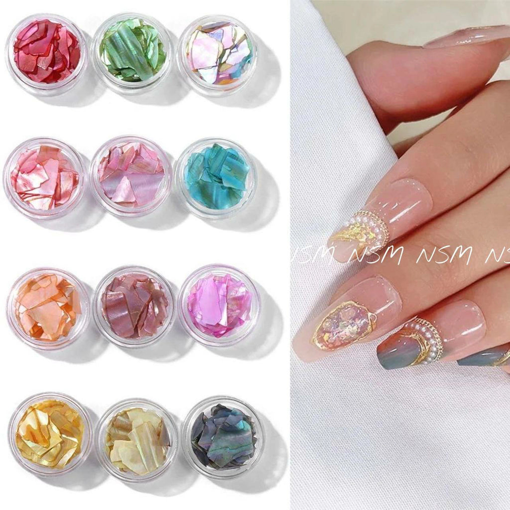 Shell Flakes Nail Art Mylars (Set Of 12)