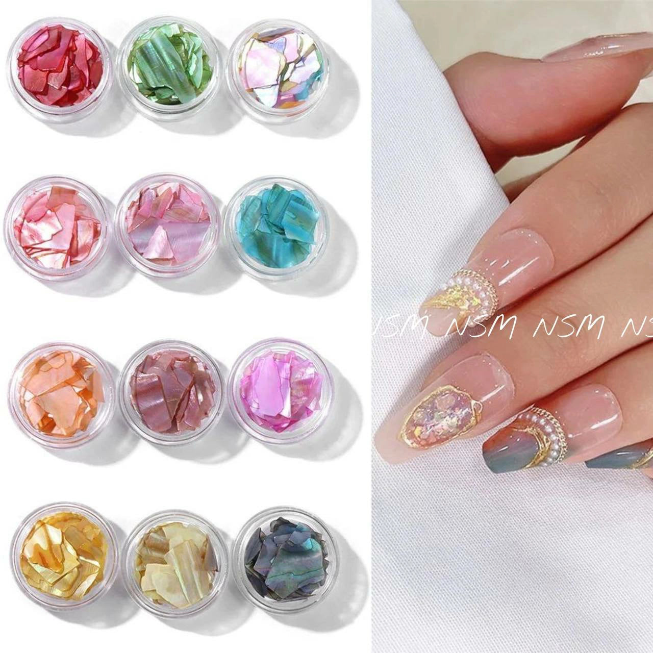 Shell Flakes Nail Art Mylars (Set Of 12)