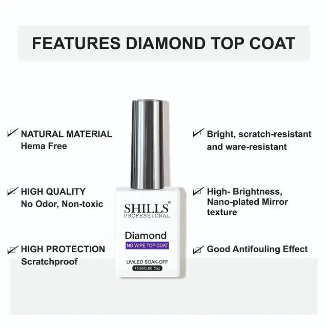 Shills Professional Diamond No Wipe Top Coat (15ml)