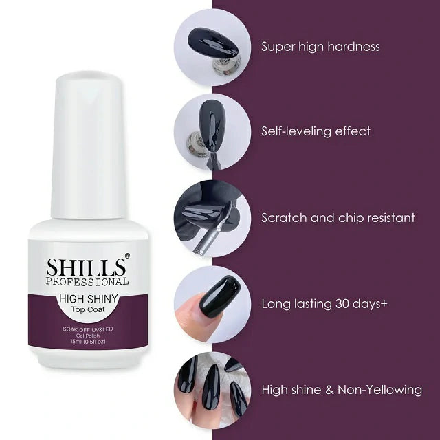 Shills Professional High Shiny Top Coat (15ml)