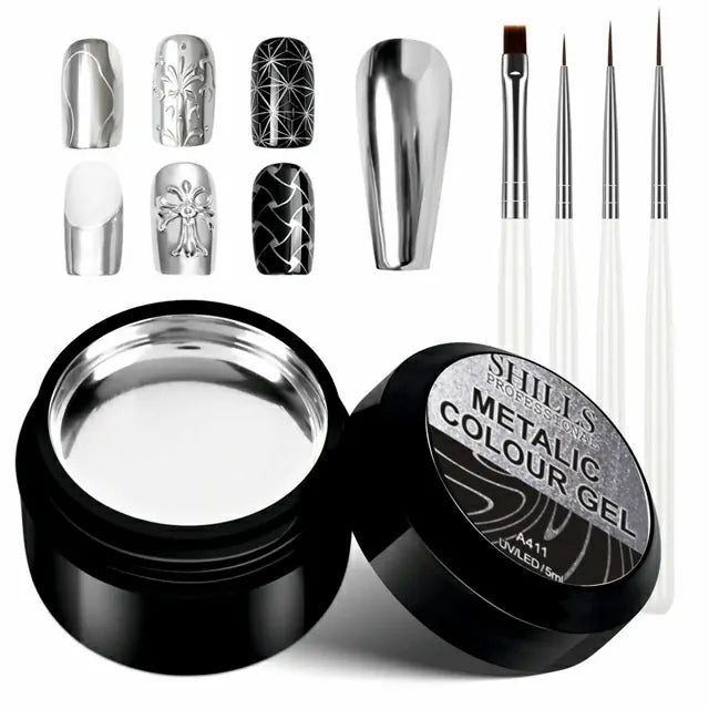 Shills Professional Metallic Color Gel Pots (5ml) (Silver-A411)