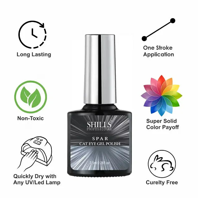 Shills Professional Spar Cat Eye Gel Polish Silver (7.5ml)