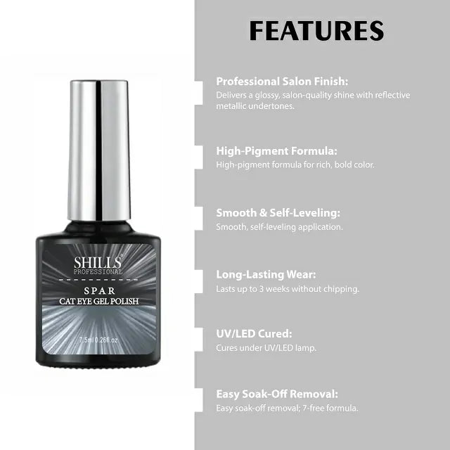 Shills Professional Spar Cat Eye Gel Polish Silver (7.5ml)