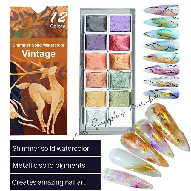 Shimmer Solid Watercolor Vintage (Set Of 12 Colors)