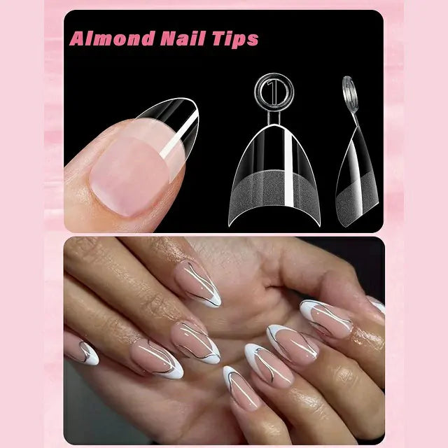 Short Almond Half Cover Soft Gel Nail Tips (600 Pcs Box)