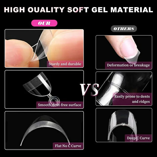 Short Almond Half Cover Soft Gel Nail Tips (600 Pcs Box)