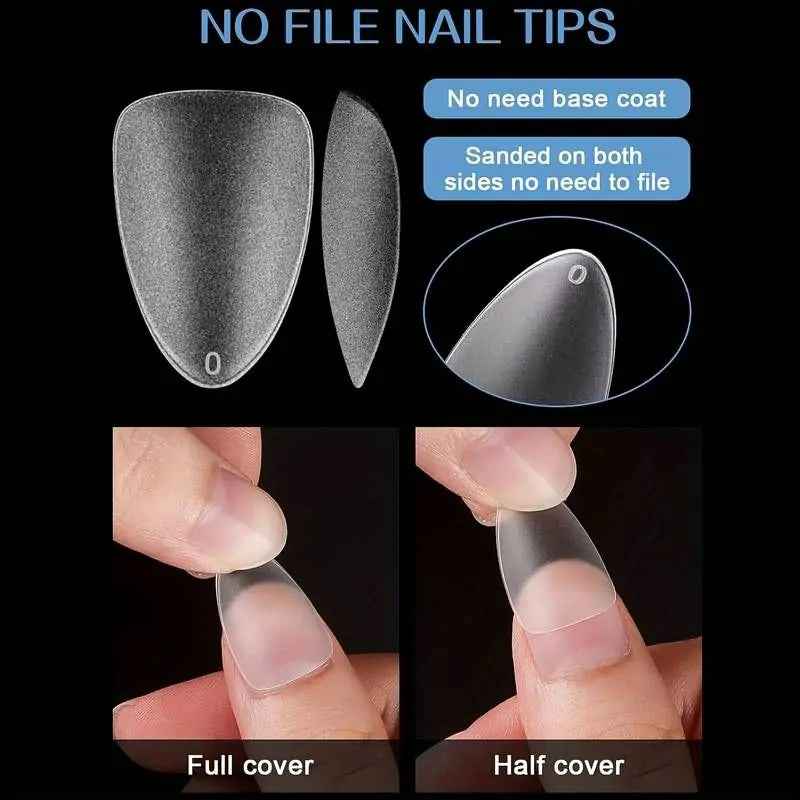 Short Almond Pre Buffed Gel Nail Tips Box (300 Pcs)