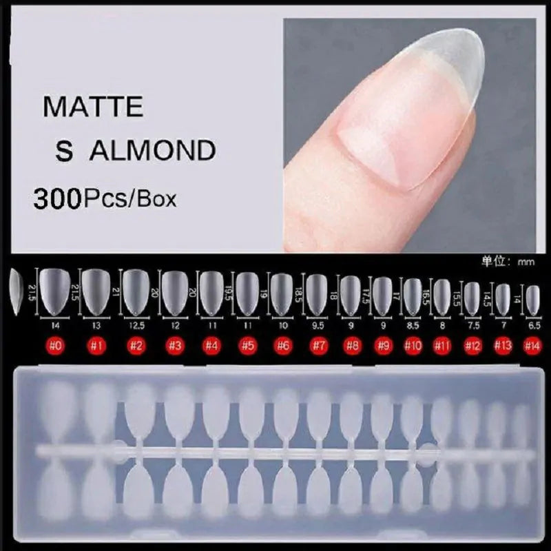 Short Almond Pre Buffed Gel Nail Tips Box (300 Pcs)