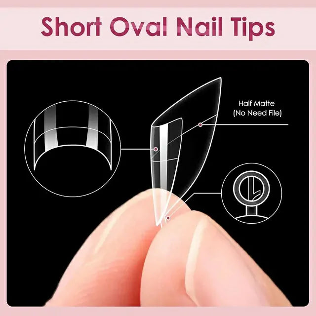 Short Oval Half Cover Soft Gel Nail Tips (600 Pcs Box)