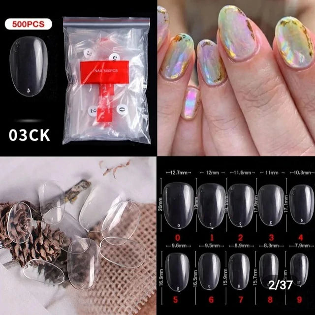 Short Oval Nail Tips (Pack Of 500 Pcs)