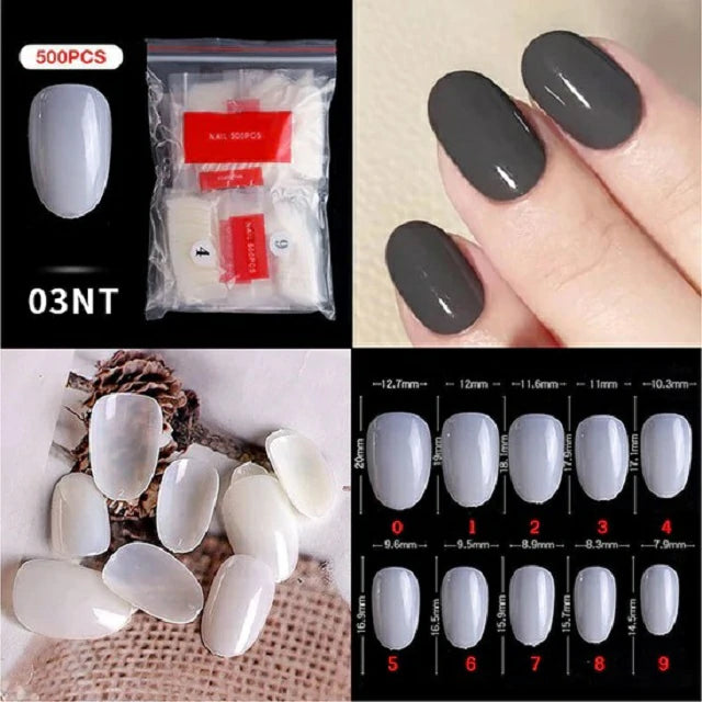 Short Oval Nail Tips (Pack Of 500 Pcs)