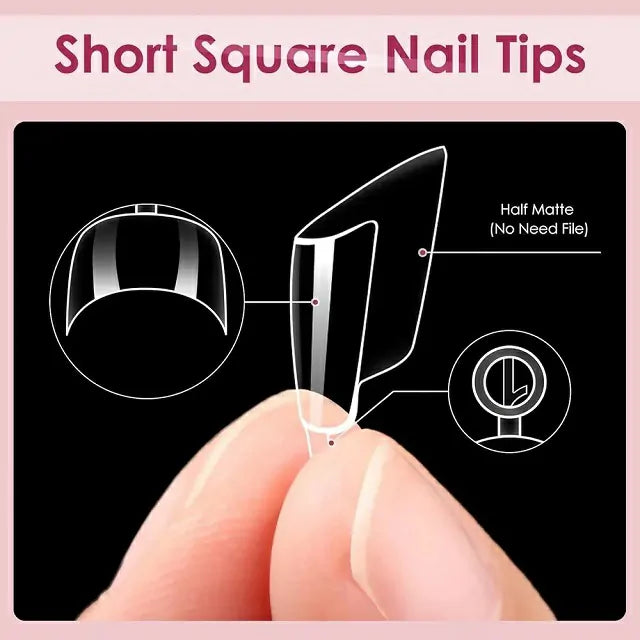 Short Square French Soft Gel Nail Tips (600 Pcs Box)