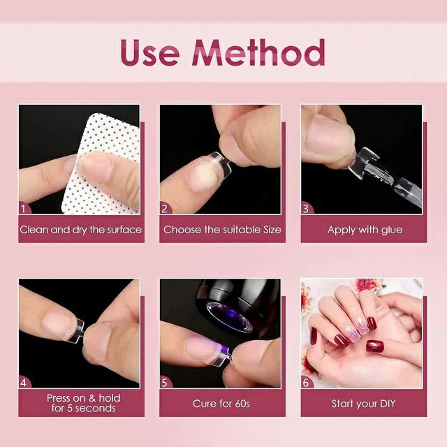 Short Square French Soft Gel Nail Tips (600 Pcs Box)