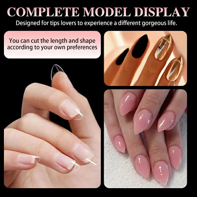 Short Stiletto French Soft Gel Nail Tips (600 Pcs Box)