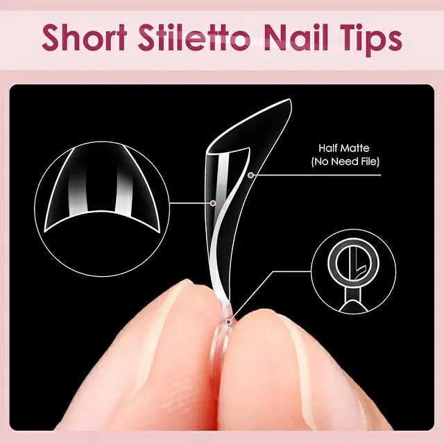 Short Stiletto French Soft Gel Nail Tips (600 Pcs Box)