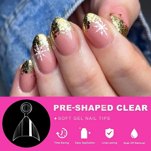 Short Stiletto French Soft Gel Nail Tips (600 Pcs Box)