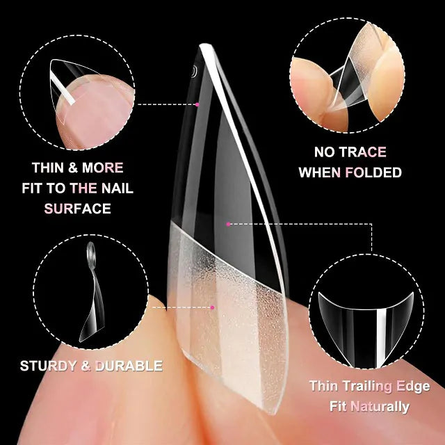 Short Stiletto French Soft Gel Nail Tips (600 Pcs Box)