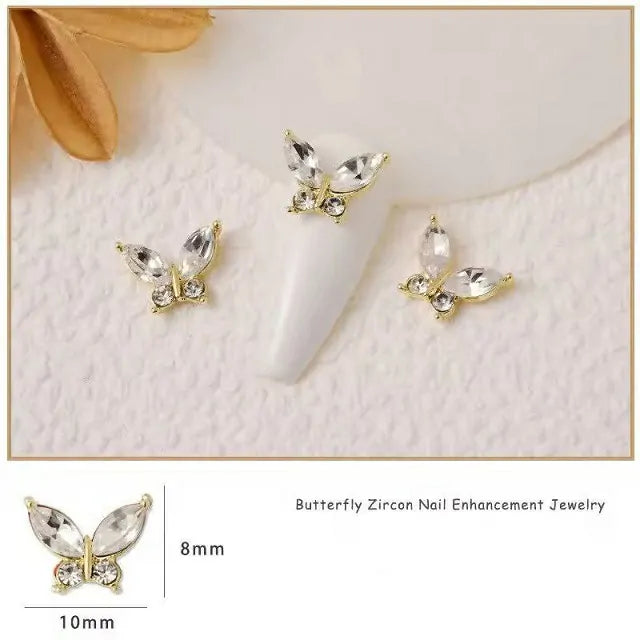 Silver Butterfly Nail Charms (Set Of 2 Pcs)