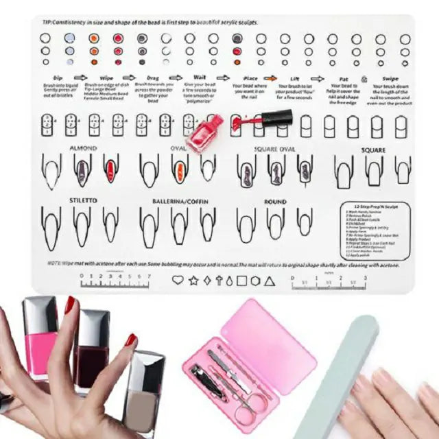 Acrylic Nail Art Training Silicon Mat