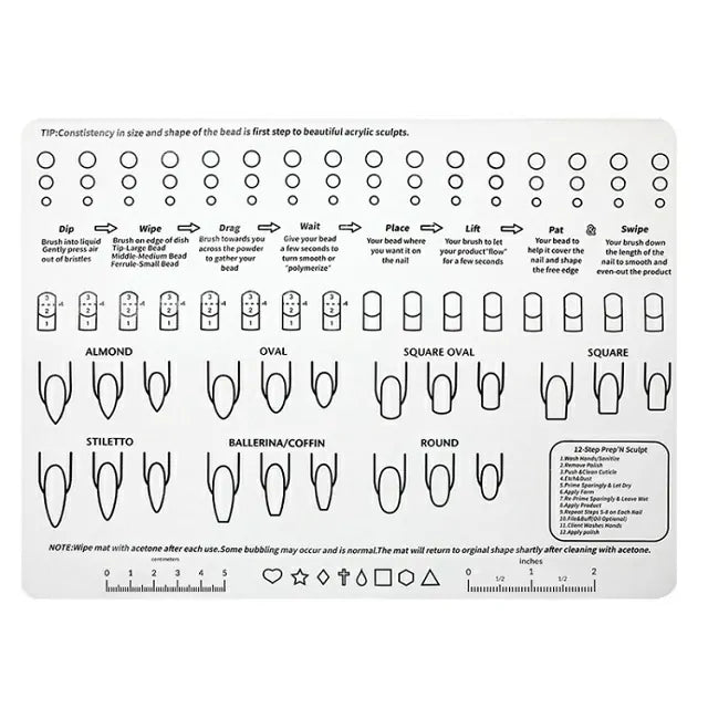 Acrylic Nail Art Training Silicon Mat