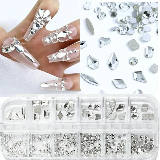 Silver Big Stones and Rhinestones Grid