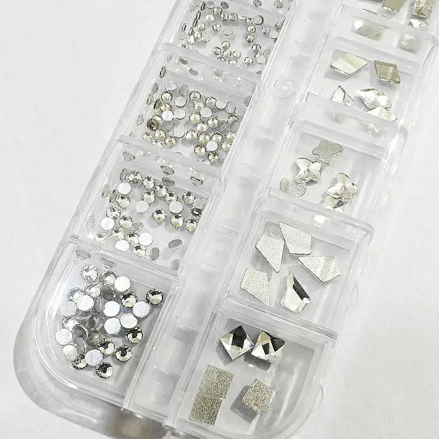 Silver Big Stones and Rhinestones Grid