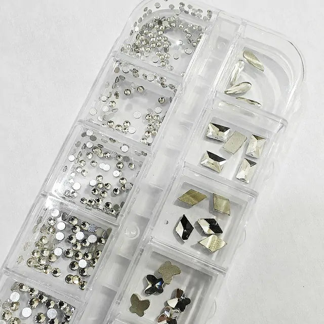 Silver Big Stones and Rhinestones Grid