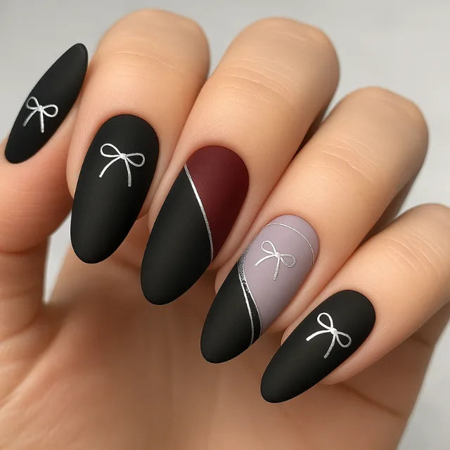 Silver Bow Tie Nail Art Sticker Sheet (ST-2232)