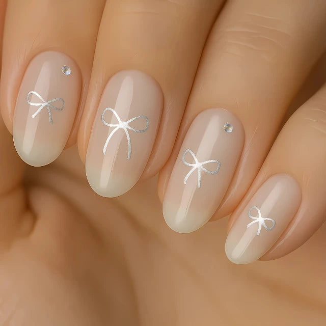 Silver Bow Tie Nail Art Sticker Sheet (ST-2232)