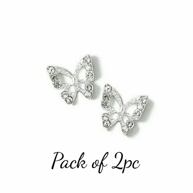 Silver Butterfly Nail Charms (Pack Of 2 Pcs)