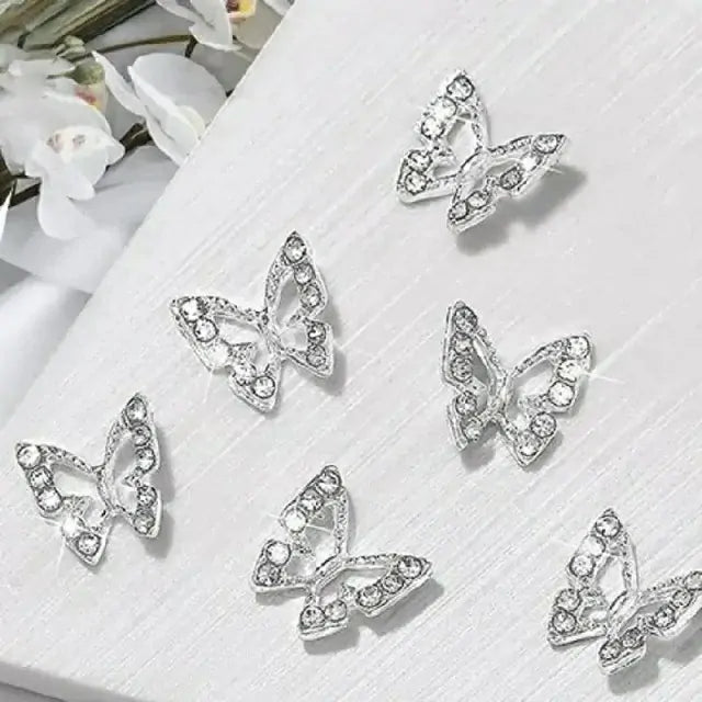 Silver Butterfly Nail Charms (Pack Of 2 Pcs)
