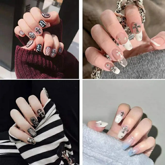 Silver Cross Gothic Nail Charm (Set Of 2)