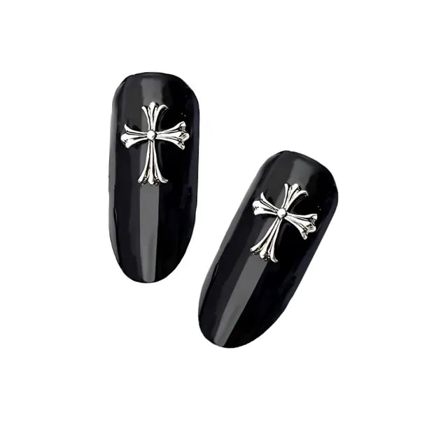 Silver Cross Gothic Nail Charm (Set Of 2)