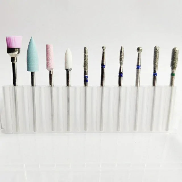 Silver Diamond Nail Drill Bits (10 Pcs)