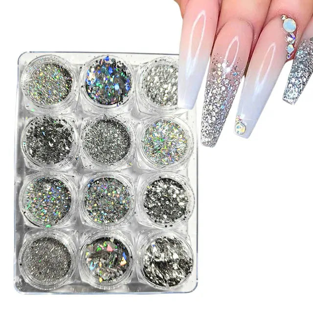 Silver Glitter Mylars (Set Of 12)